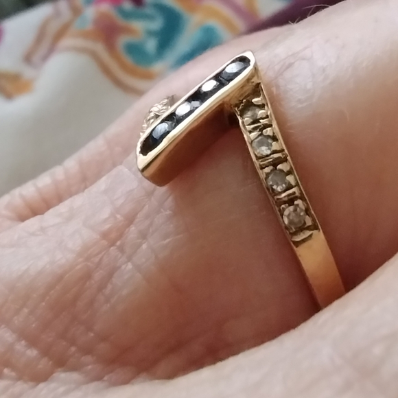 Vintage Art Deco Blue Sapphire Gold Ring 6.5 - Picture 8 of 12